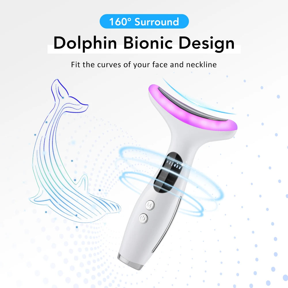 7 Colors LED Lights Neck Face Beauty Device EMS Vibration Massage Improve Neck Lines anti Wrinkle Face Lifting Machine Tool